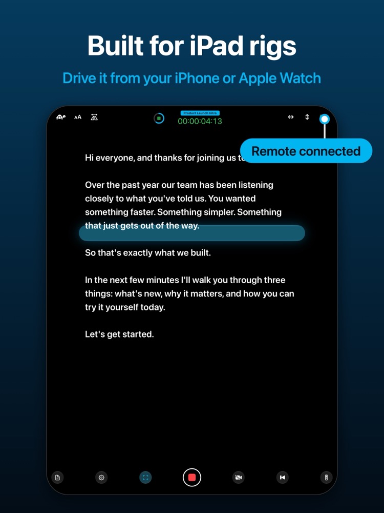 The prompter on iPad